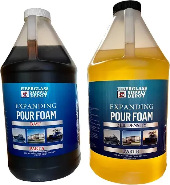 Fiberglass Supply Depot 4 Lb. Density Expanding Pour Foam, 2 Part Polyurethane Closed Cell Liquid Foam for Boat and Dock Flotation