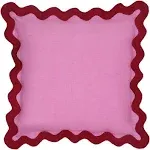 TOV Furniture Scalloped Throw Pillow - Edge Red and Pink Linen (BFCM24)