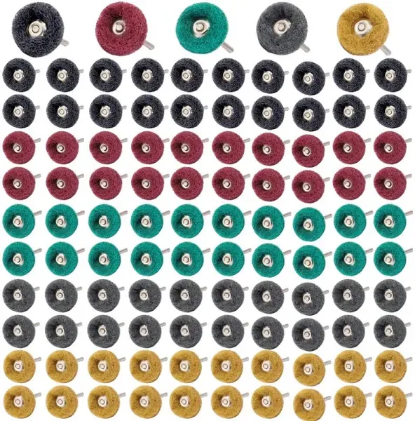 100Pcs Abrasive Buffing Wheels, 1 Inch Buffing Polishing Wheel Set with 1/8 I...