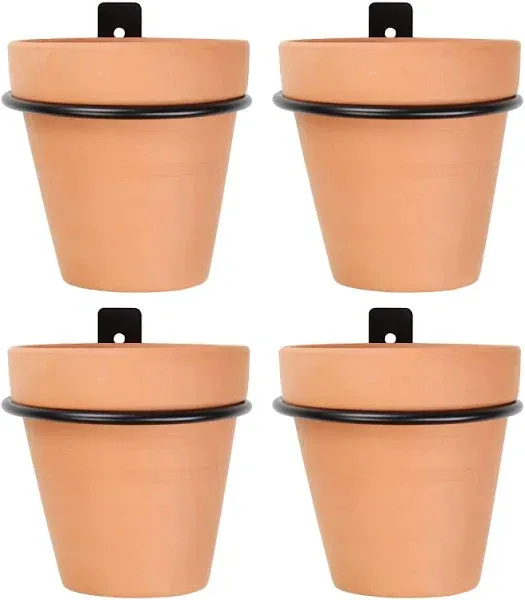 Metal Wall Ring Planters With Pots 4pack 8piece Set Wall Mounted Clay Pots Wit