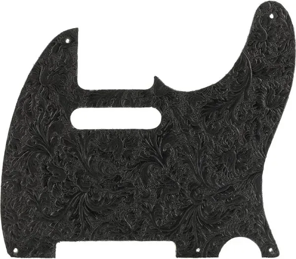 Genuine Fender Waylon Jennings Leather Tele/Telecaste<wbr/>r Pickguard, Black