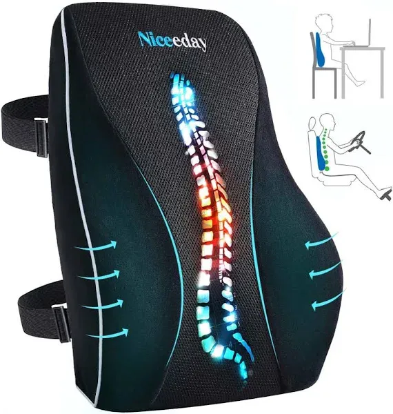 Office Chair & Car Lumbar Support Pillow for Lower Back Pain Relief