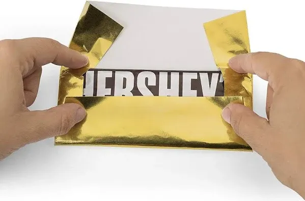 Foil Wrapper 6" x 7.5" for Hershey Bar Over Wrap 100 Pack Gold