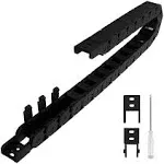 LMioEtool R28/38 15mm x 15mm Black Plastic Cable Wire Carrier Drag Chain 1m Length for CNC, with End Connectors - Semi Enclosed