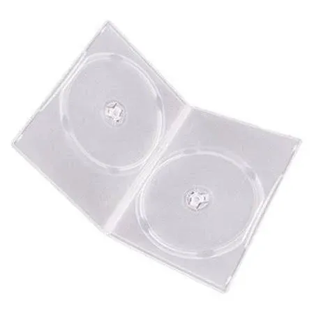 Maxtek 7mm D Slim Clear Double CD/DVD Case, 100 Pieces (2 Discs Capacity )