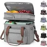 Lunch Bag Women,23L Insulated Lunch Box for Men Women,Expandab<wbr/>le Double Deck ...