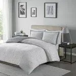 Hayden Comforter Mini Set Reversible Striped Pattern Ultra-Soft Down Alternative with Shams All Season Gorgeous Traditional Design, Full Size, Grey