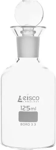 Eisco Labs 125ml B.o.d. borosilicate glass bottle with stopper