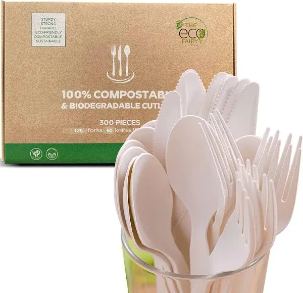 EcoFairy 300-Piece Compostable Cutlery Set