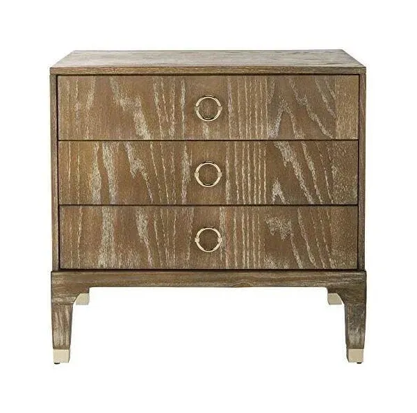 SAFAVIEH Lorna Natural Brown 3-drawer Night Stand Natural Modern &amp; Contemporary,