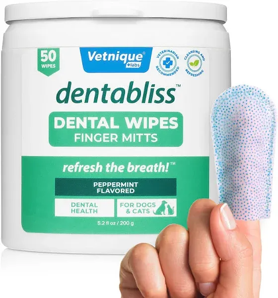 Vetnique Labs Dentabliss Dental Wipes Finger Mitts