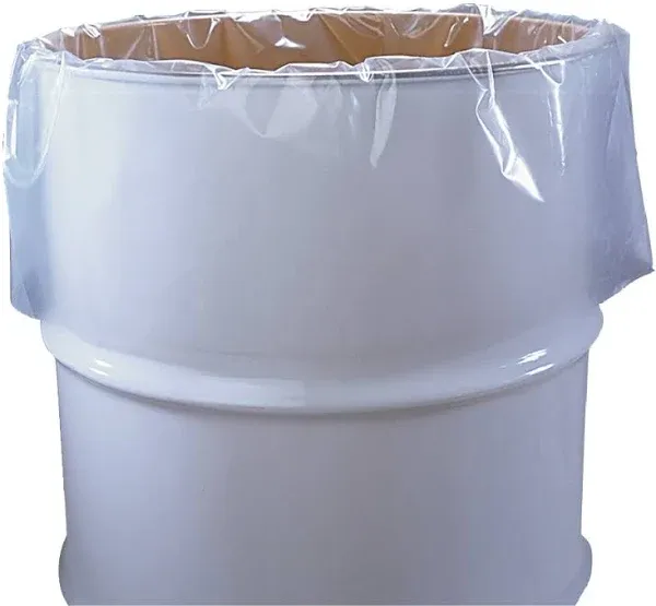 55 Gallon Clear Plastic Drum Liners, Food Grade, 38&#034; X 63&#034;, 4-Mil, Roll of 50