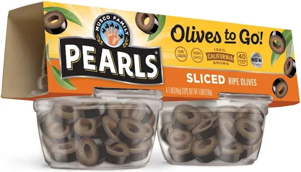 Pearls Olives To Go! Sliced Ripe Black Olives, 24 - 1.4 oz Cups