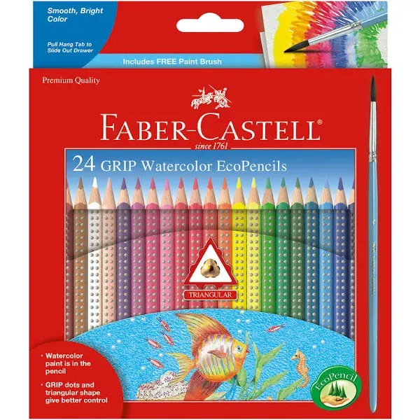 Faber-Castell Grip Watercolor EcoPencil Set, Assorted Color - 24 count