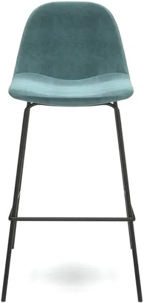 Pemberly Row Velvet Performance Counter Height Stools (Set of 2) in Ocean