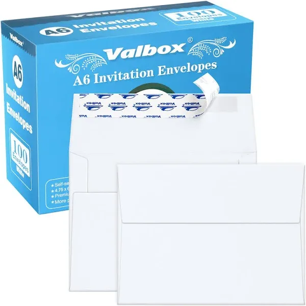 100 Qty A6 Envelopes Self Seal 6.5 X 4.75&#034; White Kraft Paper Invitation 