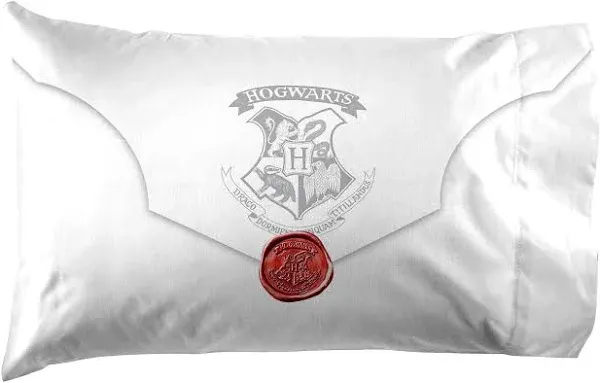 Jay Franco Harry Potter Lettered 1 Pack Pillowcase - Double-Sided Kids Super Soft Bedding - Features Hogwarts Invitation Sealed Envelope (Official Harry Potter Product)