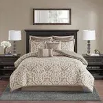 Madison Park - Odette 8 Piece Jacquard Comforter Set - Tan - Queen