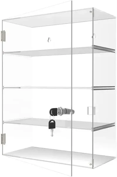 Clear Acrylic Countertop Display Case: 4-Tier Showcase with Lock Key - Detachable Display Cabinet Suitable for Figures Rock Collectibles(11.8x5.9x15.7 inch)