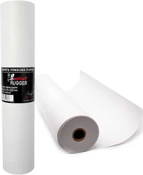 White + Natural Freezer Paper Roll (18 Inch x 175 Feet) - Poly Coated Moisture Resistant Wrap with Matte Side for Freezing Meats, Protects Against Freezer Burn - Bundle