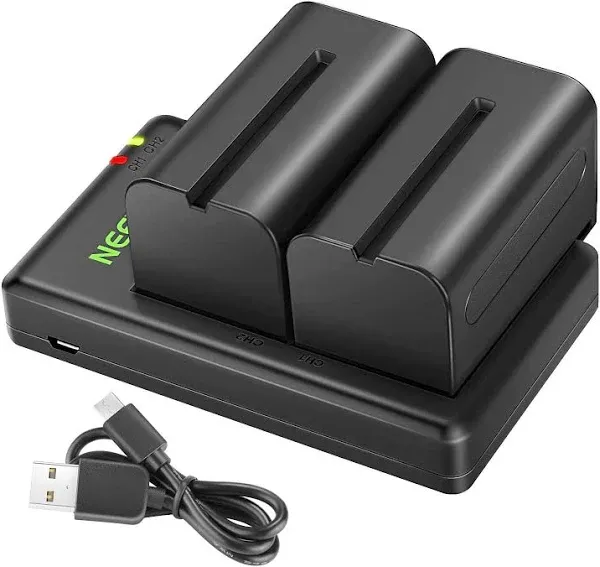 Neewer Dual L-Series/NP-F750 5600mAh Batteries + Dual USB Fast Charger Set