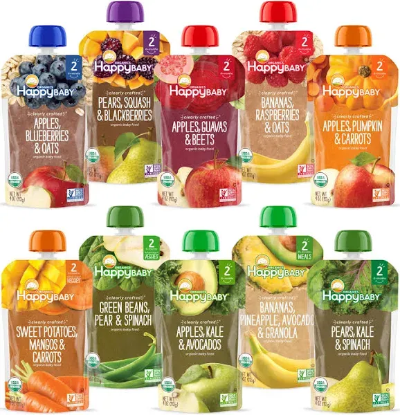 Organics Stage 2 Baby Food Pouches, Gluten Free, Vegan &amp; Healthy Snack, Clearly 