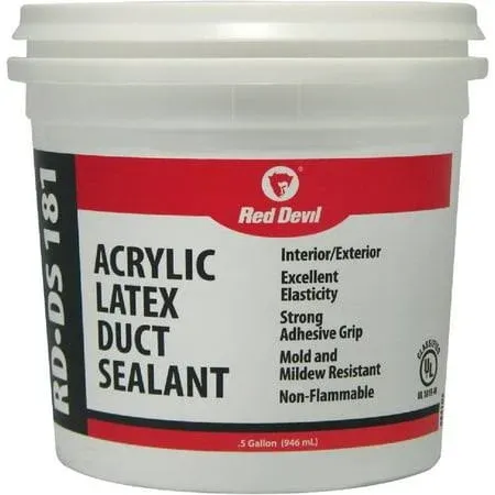 Red Devil 0841DS RD-DS 181 Acrylic Latex Duct Sealant, 1/2 Gallon, Gray