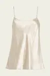 Ivory Hammered Satin Top In Beige