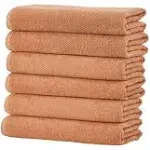 Great Bay Home Orange Hand Towels - 100% Cotton 6 Pack 26x16 Hand Towel Set - Absorbent, Quick-Drying, Durable Towels for Handroom Decor - Low-Twist, Two-Ply Fibers (Clay)