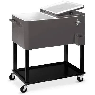 Best Choice Products 80-Quart Outdoor Steel Rolling Cooler Cart for Cookouts, Ta