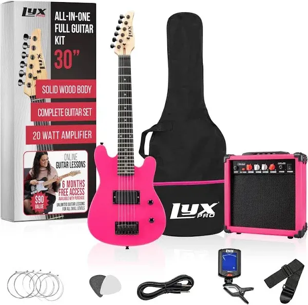 LyxPro Beginner 30” Electric Guitar & Electric Guitar Accessories, Pink