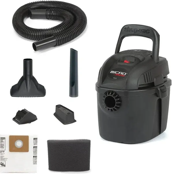 Shop-Vac 2021005, Micro Wet Dry Vacuum, 1 Gallon, 1.25 in Diameter x 4 Ft Hose, 50 CFM, (1 Pack)