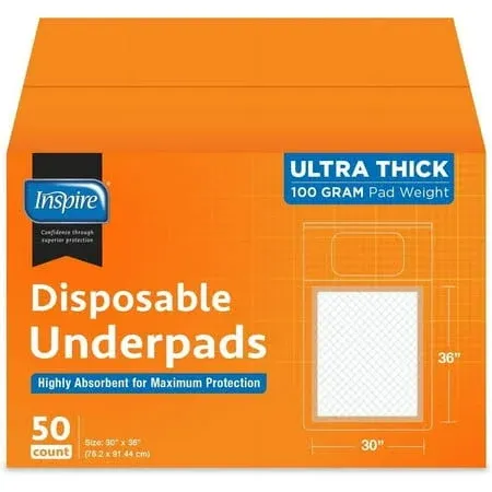 Inspire Absorbent Bed Pads for Incontinence Disposable XL 30 x 36 Super | The Peach Pad Ultra Thick & Absorbent 100 Grams 3G Sap Incontinence Bed Pads