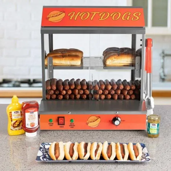 Hot Dog Machine - 36.45QT Hot Dog Steamer Adjustable Temp Electric Hotdog Mac...