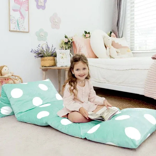 Floor Pillow Case Mattress Bed Lounger Cover Polka Aqua Queen Size - Cozy Sea...