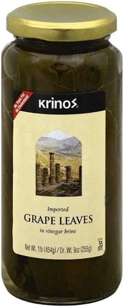 Krinos Gourmet Grape Leaves in Vinegar Brine, 16 Ounces, 454 grams