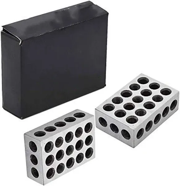 findmall 1 x 2 x 3 Inch Blocks Matched Pair Hardened Steel 23 Holes Accuracy 1 2 3 Block Machinist Milling