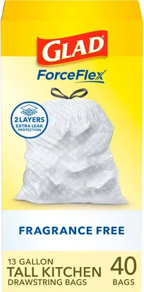 Glad ForceFlex Tall Kitchen Drawstring Trash Bags