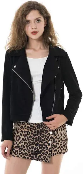 NWT Faux Suede Jackets for Women Long Sleeve Moto Biker Coat Size X