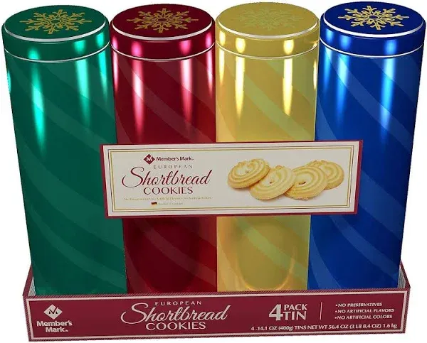 Member&#039;s Mark European Shortbread Cookies Tin, 4 pk.