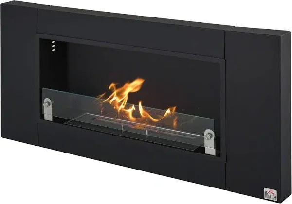 HOMCOM Ethanol Fireplace 43.25 Wall-Mounted 0.73 Gal Stainless Steel Max 323 Sq. Ft