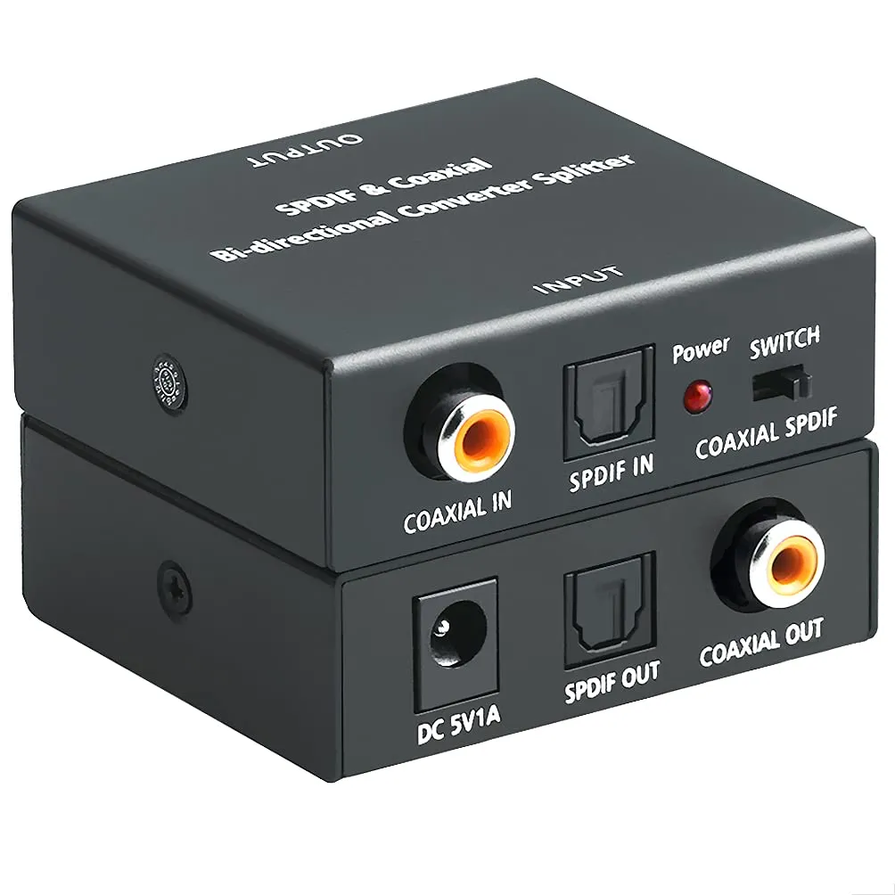 Optical to Coaxial or Coax to Optical Digital Audio Converter Adapter, Bi 