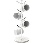 Mug Holder Tree With Marble Base 8 Hooks White Coffee Cups Holder Stand New Upgr