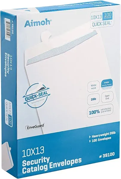 100 6 x 9 Self-Seal Security White Catalog Envelopes - 28lb, 100 Count, Security Tinted, Ultra Strong Quick-Seal, 6x9 inch (38600)