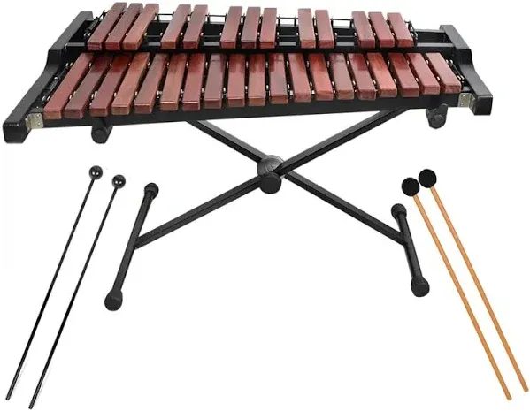 TNZMART 32 Key Xylophone Set with Adjustable Stand Wooden Glockenspiel Percussion Educational instrument