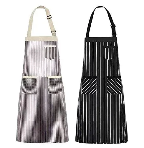 2 Pack Kitchen Cooking Aprons, Adjustable Bib Soft Chef Apron with 2 Pockets for