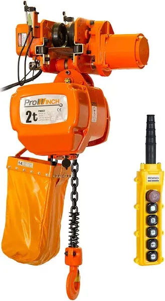 Prowinch 2 Ton Electric Chain Hoist Power Trolley 20 ft. G100 Chain M4/H3 220~240/380/460v PWRC2