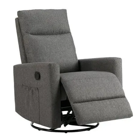 Sweetcrispy Swivel Rocking Glider Rocker Recliner Nursery Chair with Extra Large Footrest for Living Room