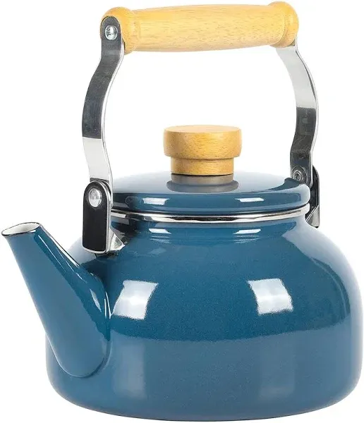 1.5 Quart Tea Kettle With Fold Down Handle in Red