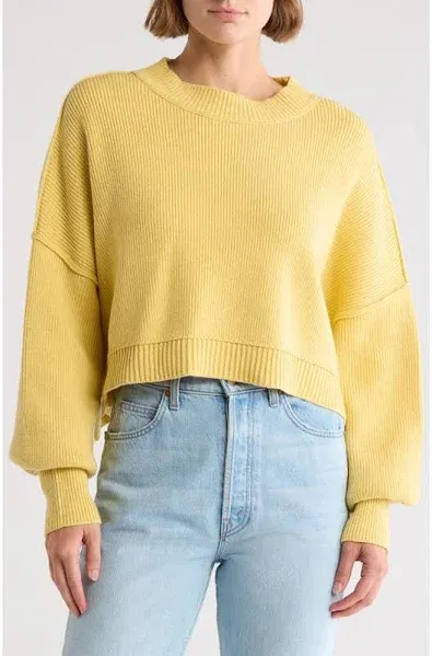 Women&#039;s Cropped Sweater Knit Long Sleeve Crewneck Soft Pullover Sweater Blouse